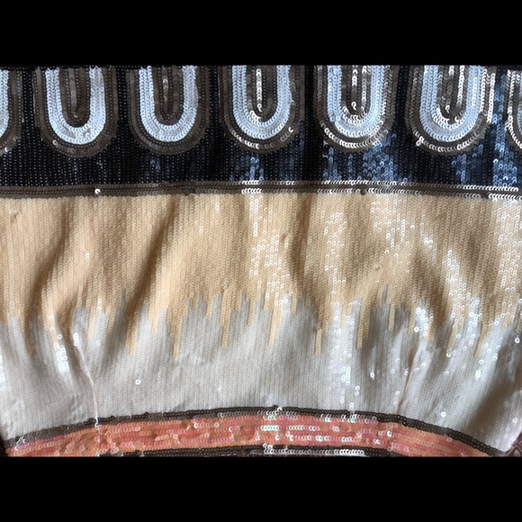 English Rose Yellow Sunrise Sequin Mini Skirt- size M/L - Picture 8 of 14